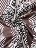 Regal and Chevron Printed Cotton-Silk Mikado - Brown / Black / Ivory