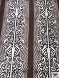 Regal and Chevron Printed Cotton-Silk Mikado - Brown / Black / Ivory