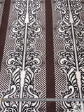 Regal and Chevron Printed Cotton-Silk Mikado - Brown / Black / Ivory