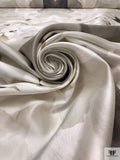 Italian Gloomy Abstract Printed Silk-Cotton Mikado - Shades of Grey / Taupe / Off-White