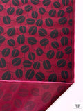 Italian Silhouette Leaf Petals Printed Silk Faille - Burgundy / Black