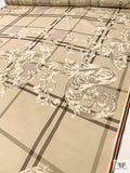 Famous NYC Designer Italian Terracotta Vine Printed Fine Silk Faille Panel - Beige / Taupe / Pearl White / Lilac