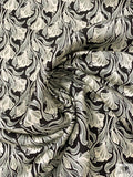 Italian Wilting Floral Printed Silk Razmir - Black / Grey / Off-White