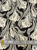 Italian Wilting Floral Printed Silk Razmir - Black / Grey / Off-White