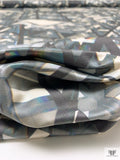 Crystal Mirrored Printed Double Face Silk Satin - Shades of Grey / Ivory