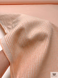 Made in Switzerland Houndstooth-Inspired Brocade - Coral-Orange / White