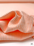 Made in Switzerland Houndstooth-Inspired Brocade - Coral-Orange / White