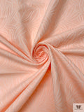 Made in Switzerland Leaf Design Brocade - Coral-Orange / White