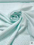 Made in Switzerland Dot Grid Brocade - Aqua Blue / White