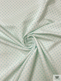 Made in Switzerland Small Textured Circles Brocade - Aqua Blue / White