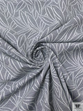 Made in Switzerland Leaf Design Brocade - Navy / White