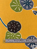Made in Spain Basketweave Printed Brocade - Yellow-Orange / Raspberry / Pear Green / Dusty Blue