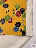 Made in Spain Basketweave Printed Brocade - Yellow-Orange / Raspberry / Pear Green / Dusty Blue