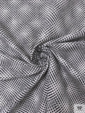 Star Burst Grid Printed Pique Cotton Brocade - White / Black