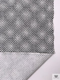 Star Burst Grid Printed Pique Cotton Brocade - White / Black