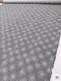Star Burst Grid Printed Pique Cotton Brocade - White / Black