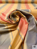 Vertical Striped Yarn-Dyed Silk Taffeta - Yellow Gold / Antique Red
