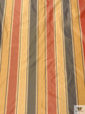 Vertical Striped Yarn-Dyed Silk Taffeta - Yellow Gold / Antique Red