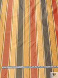 Vertical Striped Yarn-Dyed Silk Taffeta - Yellow Gold / Antique Red