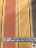 Vertical Striped Yarn-Dyed Silk Taffeta - Yellow Gold / Antique Red