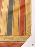 Vertical Striped Yarn-Dyed Silk Taffeta - Yellow Gold / Antique Red