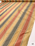 Vertical Striped Yarn-Dyed Silk Taffeta - Yellow Gold / Antique Red