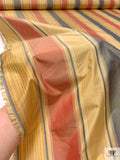 Vertical Striped Yarn-Dyed Silk Taffeta - Yellow Gold / Antique Red