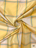 Box Plaid Yarn-Dyed Silk Taffeta - Soft Yellow / Green / Salmon