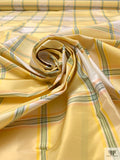 Box Plaid Yarn-Dyed Silk Taffeta - Soft Yellow / Green / Salmon