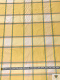 Box Plaid Yarn-Dyed Silk Taffeta - Soft Yellow / Green / Salmon