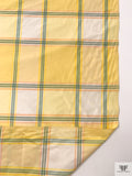 Box Plaid Yarn-Dyed Silk Taffeta - Soft Yellow / Green / Salmon