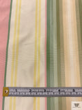 Vertical Striped Yarn-Dyed Silk Taffeta - Salmon Pink / Pear Greens / Cream / Yellow