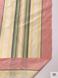 Vertical Striped Yarn-Dyed Silk Taffeta - Salmon Pink / Pear Greens / Cream / Yellow