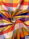 Gingham Plaid Yarn-Dyed Silk Shantung - Multicolor