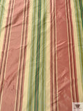 Vertical Striped Yarn-Dyed Silk Taffeta - Antique Dusty Rose / Greens / Antique Beige