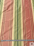 Vertical Striped Yarn-Dyed Silk Taffeta - Antique Dusty Rose / Greens / Antique Beige