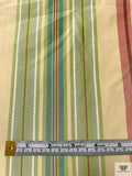 Vertical Striped Yarn-Dyed Silk Taffeta - Antique Dusty Rose / Greens / Antique Beige