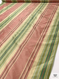 Vertical Striped Yarn-Dyed Silk Taffeta - Antique Dusty Rose / Greens / Antique Beige