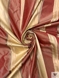 Yarn-Dyed and Satin Striped Silk Taffeta - Royal Red / Champagne Gold