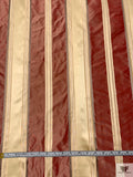 Yarn-Dyed and Satin Striped Silk Taffeta - Royal Red / Champagne Gold