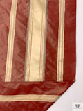 Yarn-Dyed and Satin Striped Silk Taffeta - Royal Red / Champagne Gold