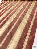 Yarn-Dyed and Satin Striped Silk Taffeta - Royal Red / Champagne Gold