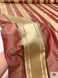 Yarn-Dyed and Satin Striped Silk Taffeta - Royal Red / Champagne Gold