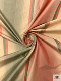 Vertical Striped Yarn-Dyed Silk Taffeta - Dusty Peach / Sage / Nude