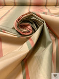 Vertical Striped Yarn-Dyed Silk Taffeta - Dusty Peach / Sage / Nude