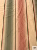 Vertical Striped Yarn-Dyed Silk Taffeta - Dusty Peach / Sage / Nude