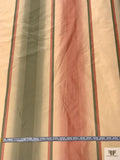 Vertical Striped Yarn-Dyed Silk Taffeta - Dusty Peach / Sage / Nude