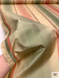 Vertical Striped Yarn-Dyed Silk Taffeta - Dusty Peach / Sage / Nude