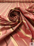 Yarn-Dyed and Satin Striped Silk Shantung - Royal Red / Tan / Moss Green