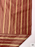 Yarn-Dyed and Satin Striped Silk Shantung - Royal Red / Tan / Moss Green